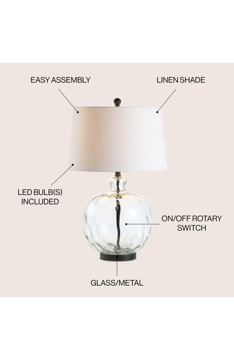 JONATHAN Y Rae 26.5" Glass/Metal LED Table Lamp, Clear/Black, Alternate, color, Clear/Black