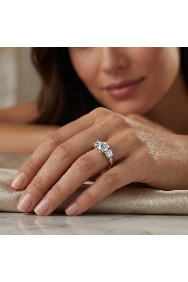 1 3/8ct Three Stone Lab Grown Diamond Engagement Ring 14K Gold, Alternate, color, 14k White Gold