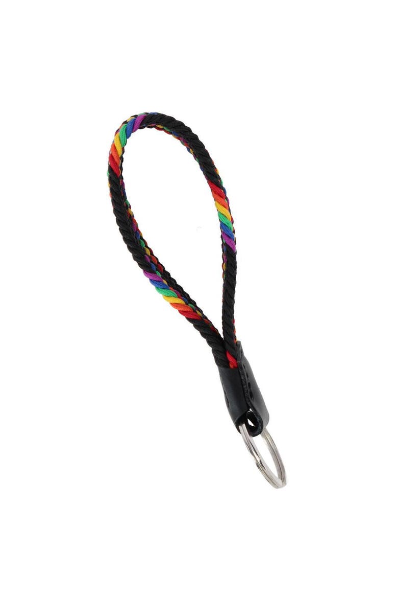 Augusta 25mm Leather & Braided Webbing Keychain, Alternate, color, Black