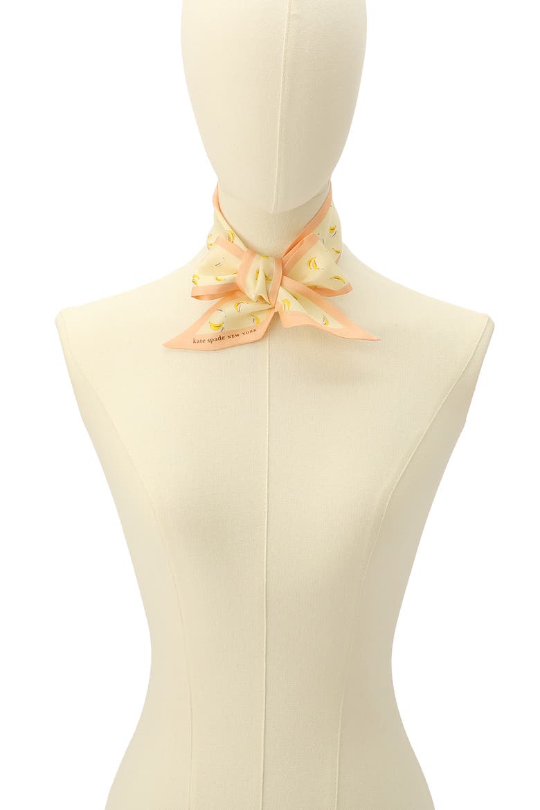 bold bananas silk skinny scarf, Alternate, color, LIGHT CANTALOUPE