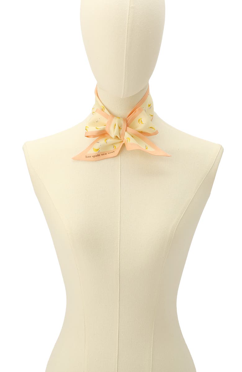 Kate Spade New York bold bananas silk skinny scarf, Alternate, color, Light Cantaloupe