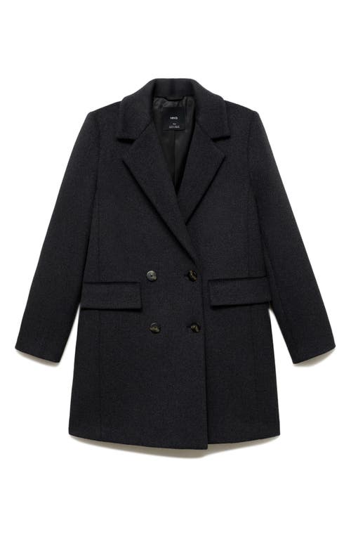 Mango Double Breasted Coat In Gray
