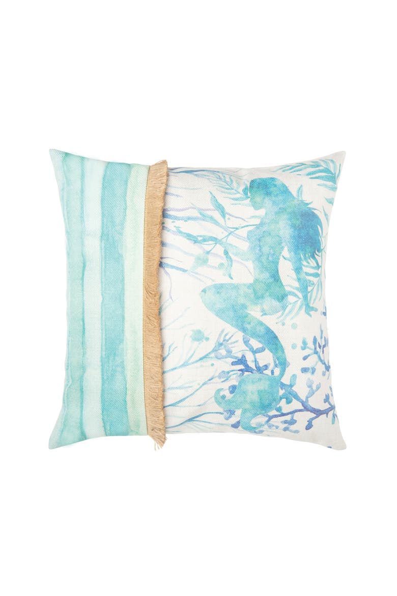 Mermaid 2 Embroidered Accent Throw Pillow, Alternate, color, Blue