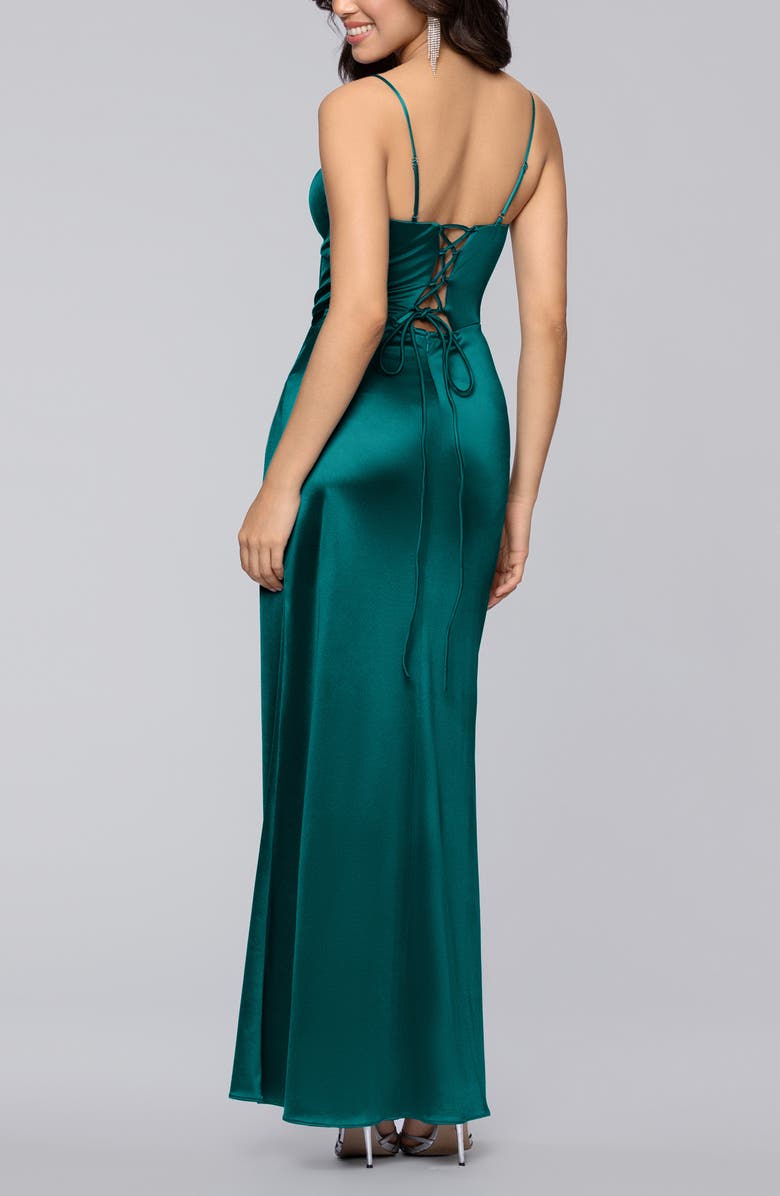 Blondie Nites Corset Satin Column Gown, Alternate, color, 