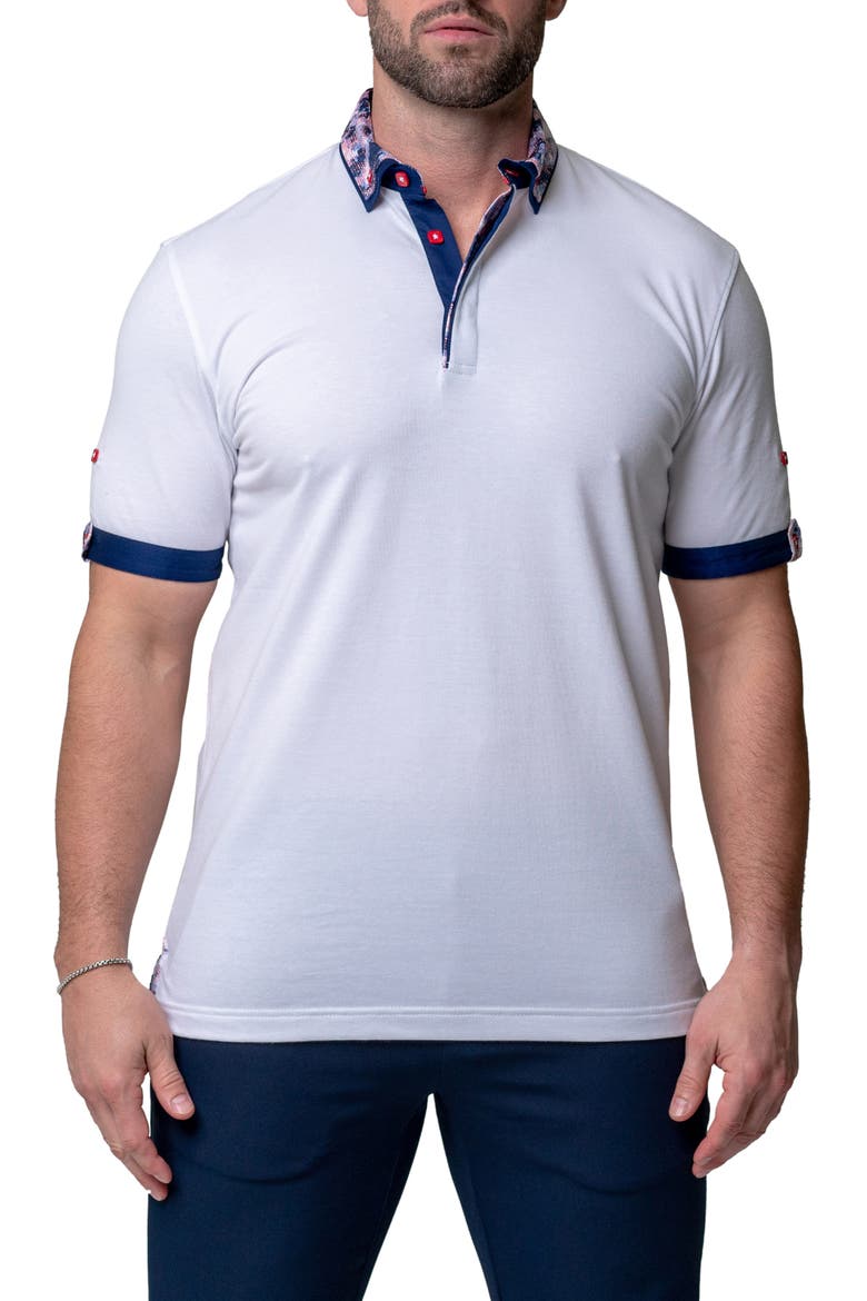 Mozartsolidgame White Jersey Polo, Main, color, WHITE