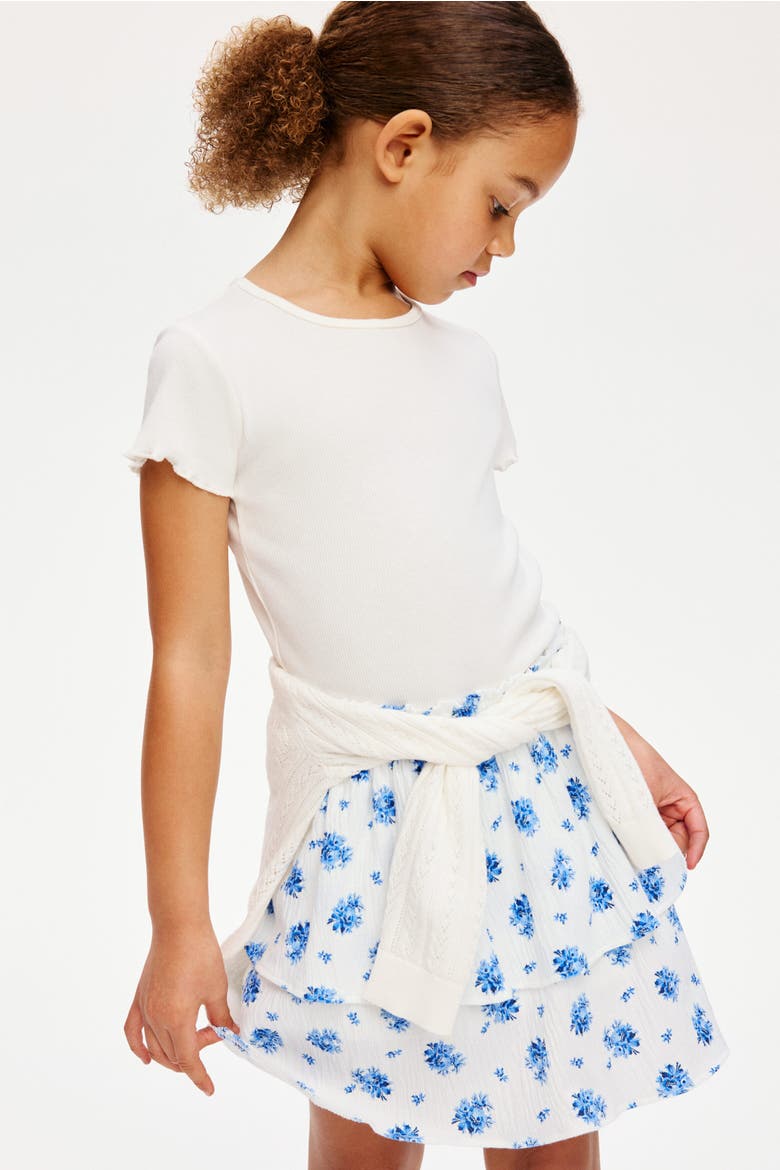 Tiered Crinkled Skirt, Alternate, color, White/floral