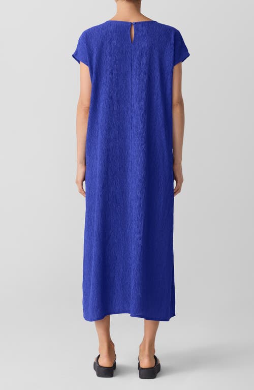 Eileen Fisher Short Sleeve Jacquard Maxi Dress In Blue