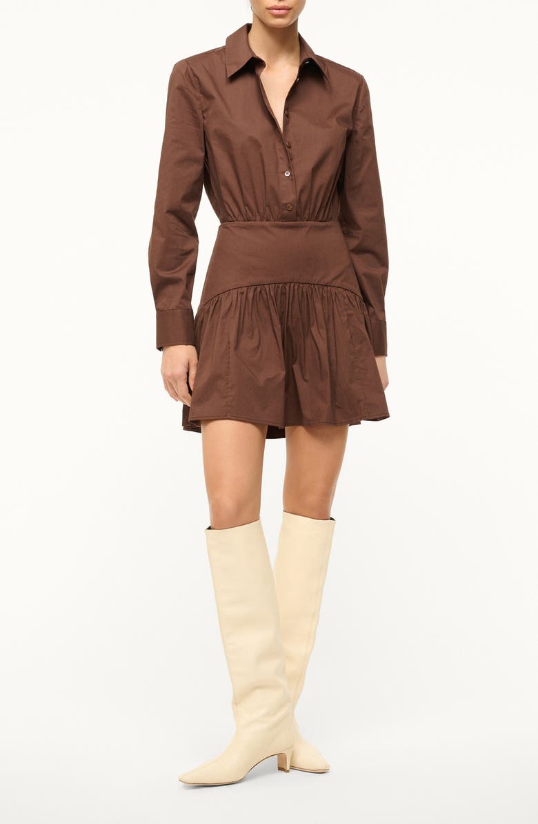 STAUD Rocco Long Sleeve Minidress, Main, color, Earth