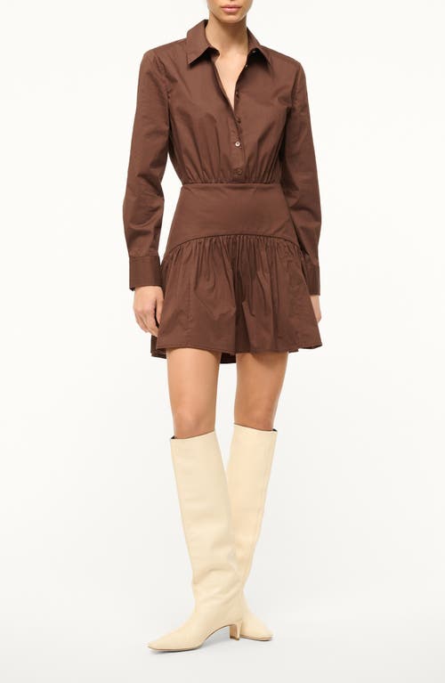 Staud Rocco Long Sleeve Minidress In Earth
