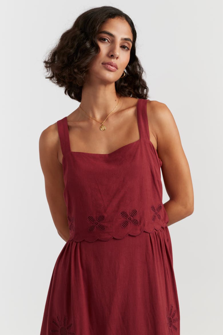 Sienna Linen-Blend Broderie Summer Dress, Alternate, color, Sienna
