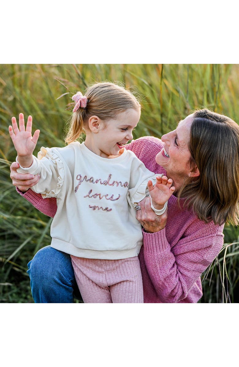 oh baby! Ruffle Slouch Grandma Loves Me Sweatshirt, Alternate, color, Natural