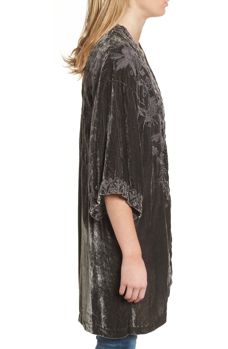 Johnny Was Parina Embroidered Velvet Kimono, Alternate, color, 