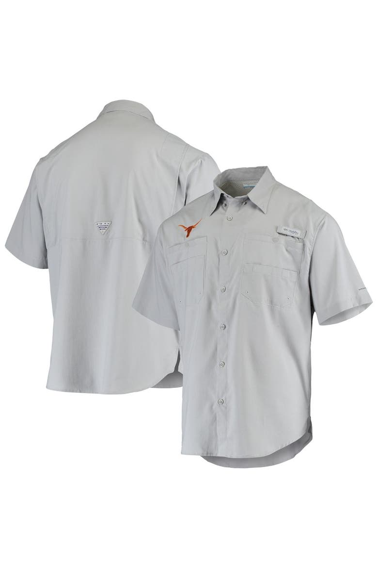 Men's Columbia Gray Texas Longhorns Tamiami Omni-Shade Button-Down Shirt, Main, color, Gray