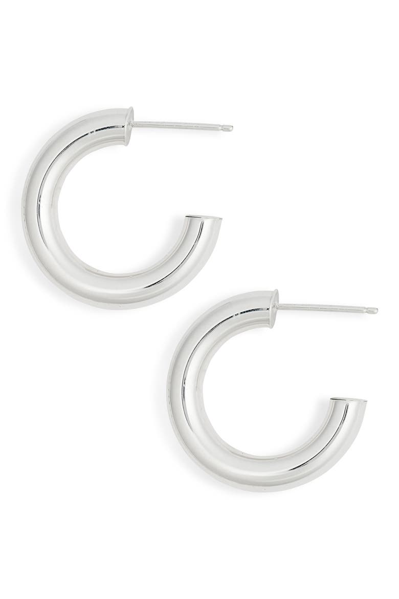 Lou Hoop Earrings, Main, color, STERLING SILVER