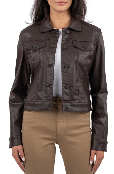 Julia Coated Crop Denim Trucker Jacket