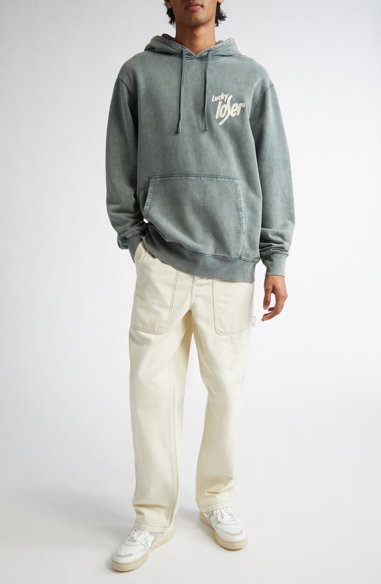 PALMES Lucky Embroidered Cotton French Terry Hoodie, Alternate, color, 