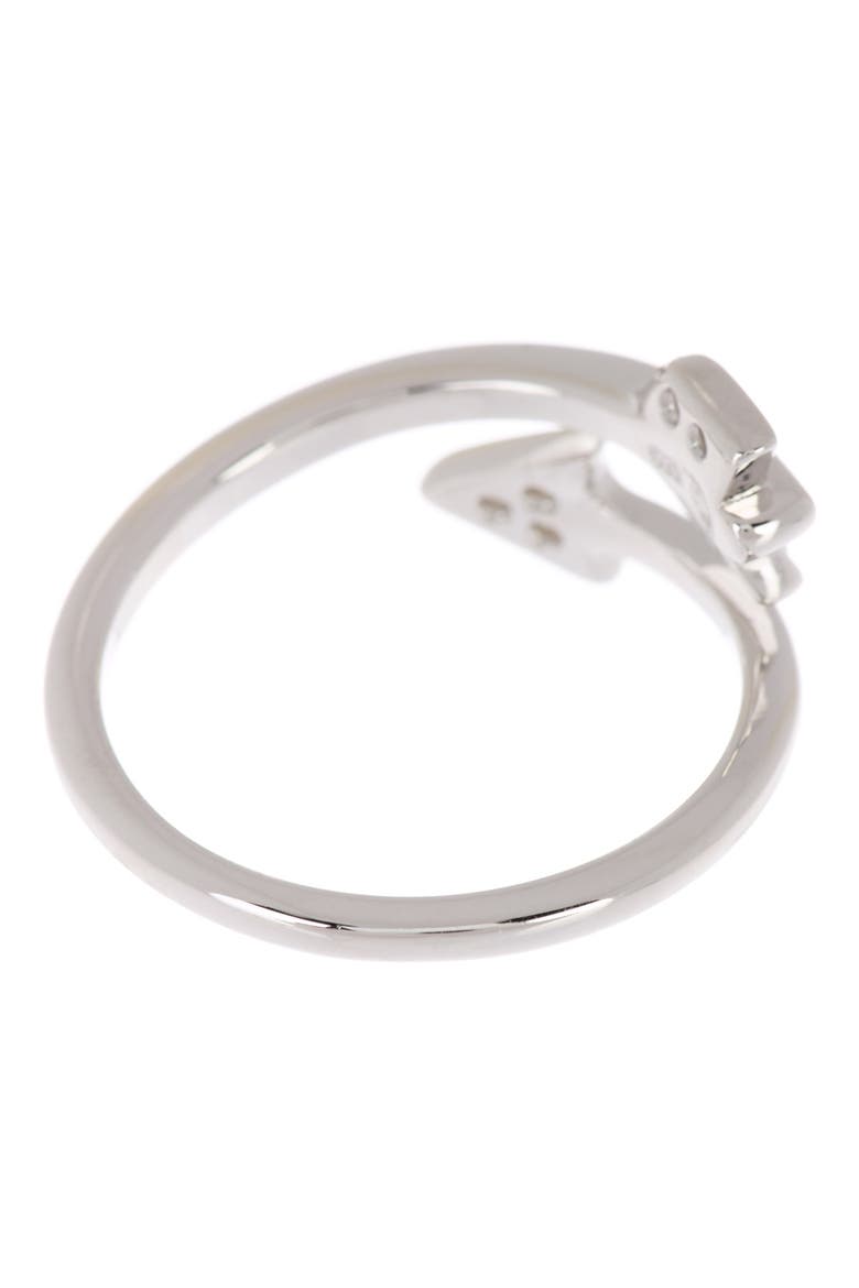 White Rhodium Plated Arrow Wrap Around Swarovski Crystal Ring, Alternate, color, SILVER
