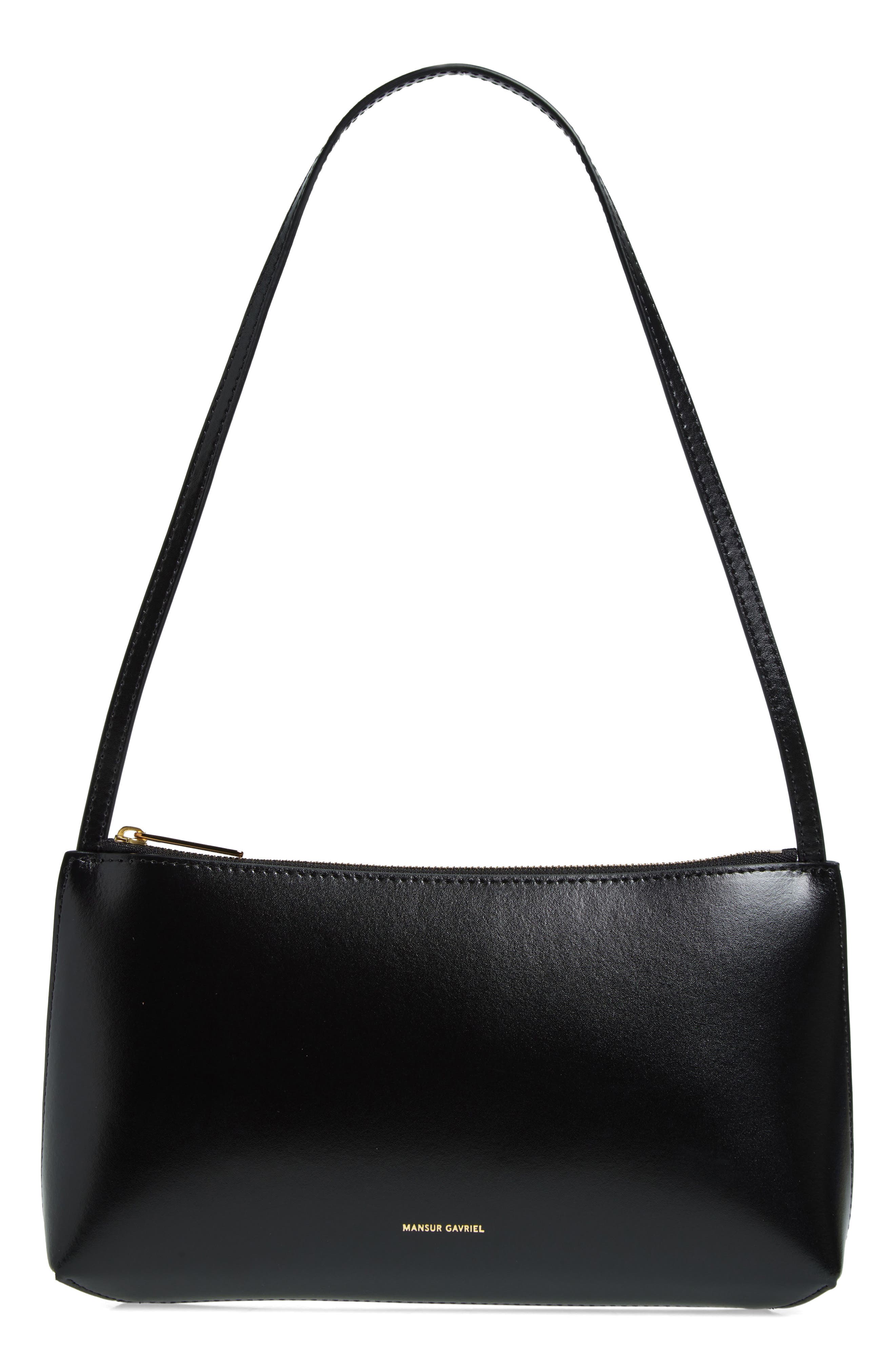 Mansur Gavriel Gaia Leather Shoulder Bag, Main, color, Black/ Flamma