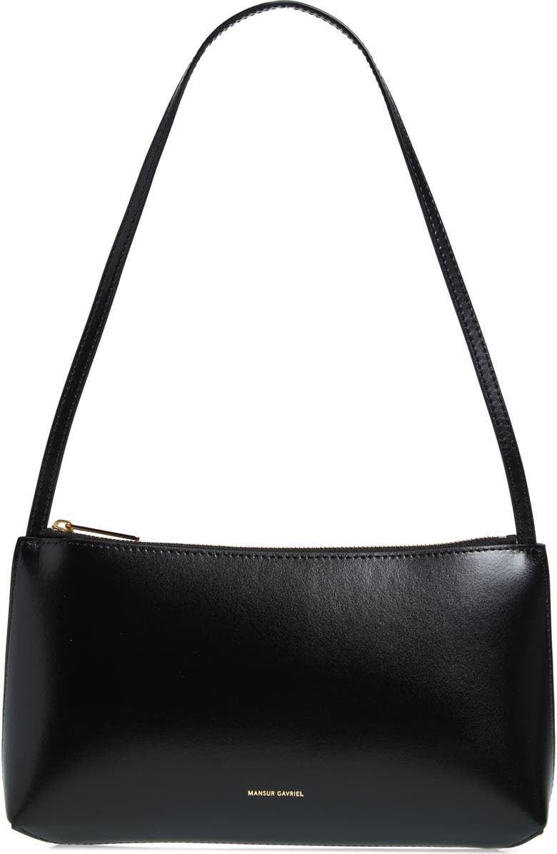 Mansur Gavriel Gaia Leather Shoulder Bag, Main, color, Black/ Flamma