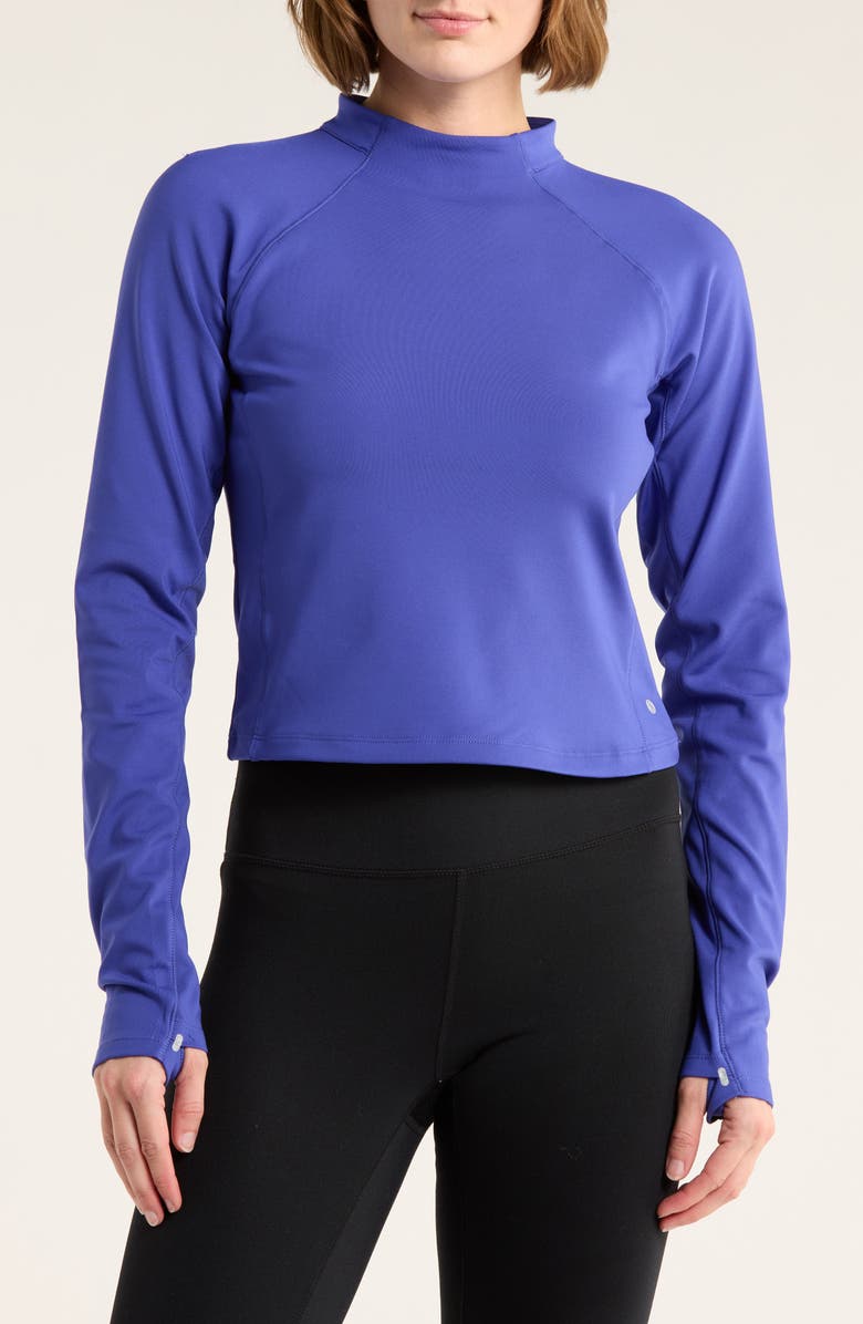 LAYER 8 Power Heat Base Layer Long Sleeve Crop Pullover, Main, color, Clematis Blue