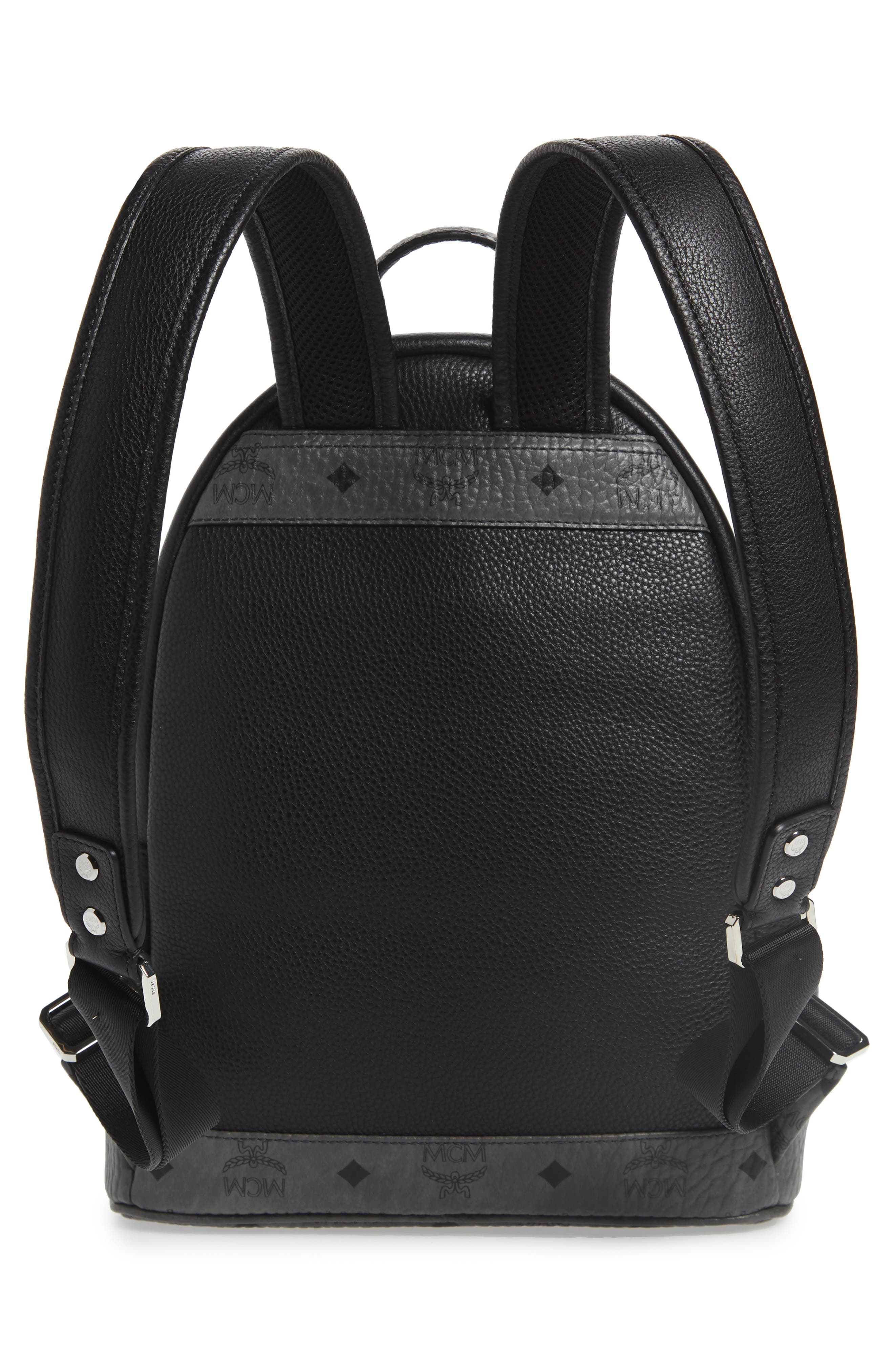 MCM Small Leather & Visetos Canvas Backpack, Alternate, color, 