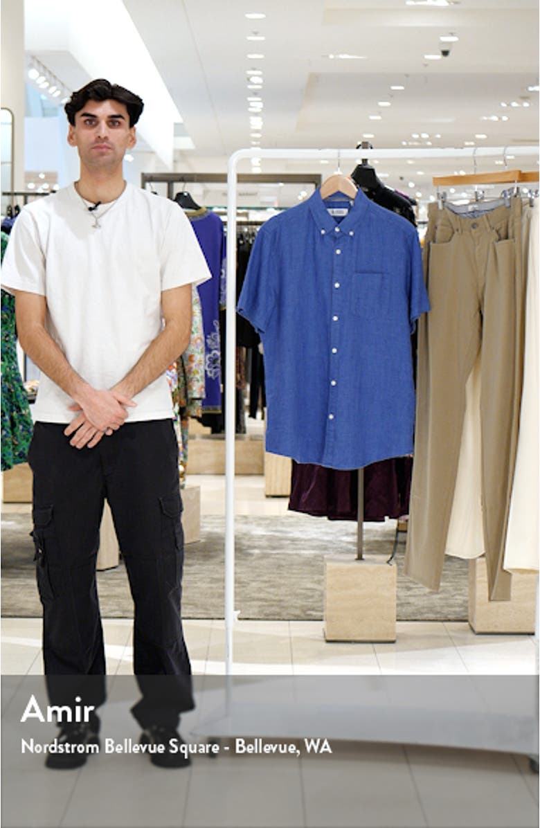 Delave Short Sleeve Linen Button-Up Shirt, sales video thumbnail