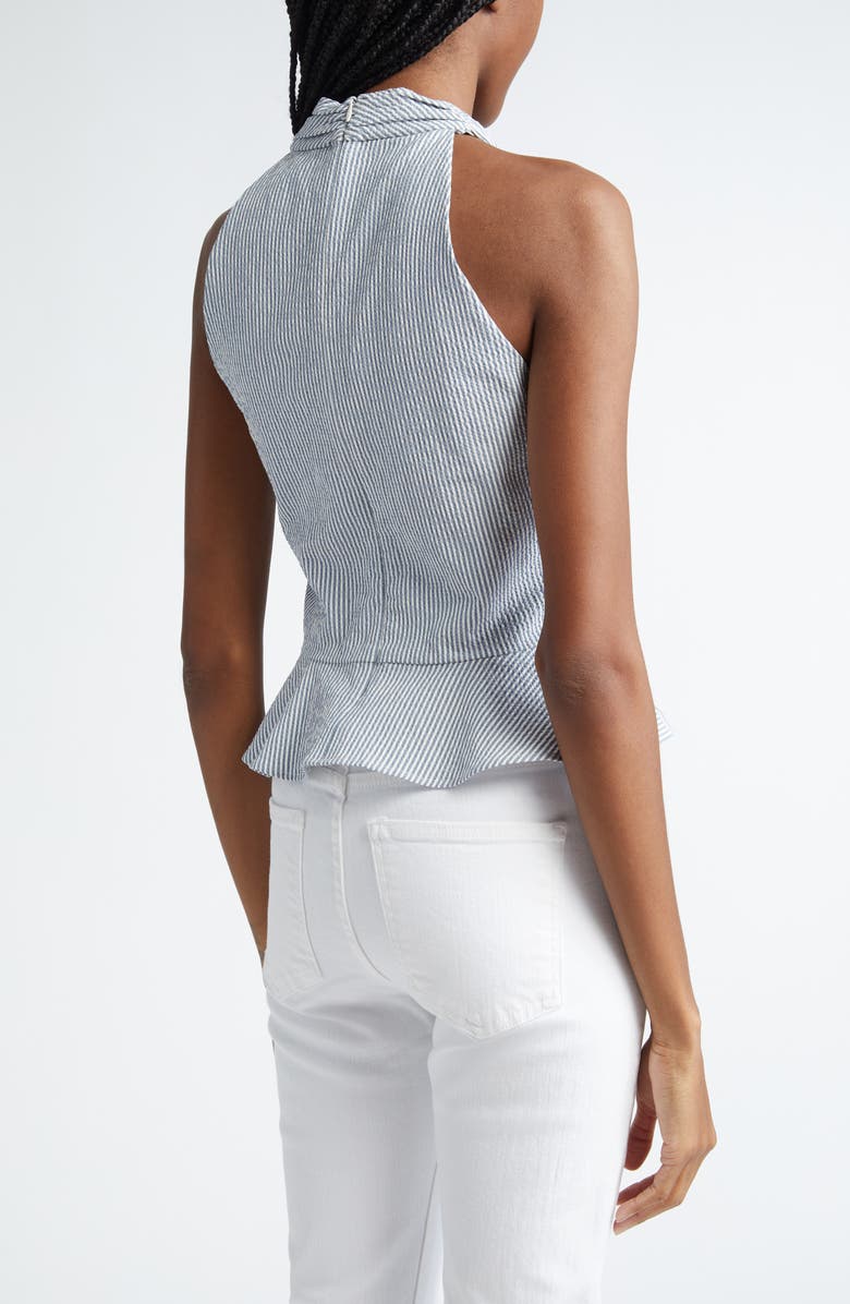 Veronica Beard Drey Seersucker Peplum Top, Alternate, color, 