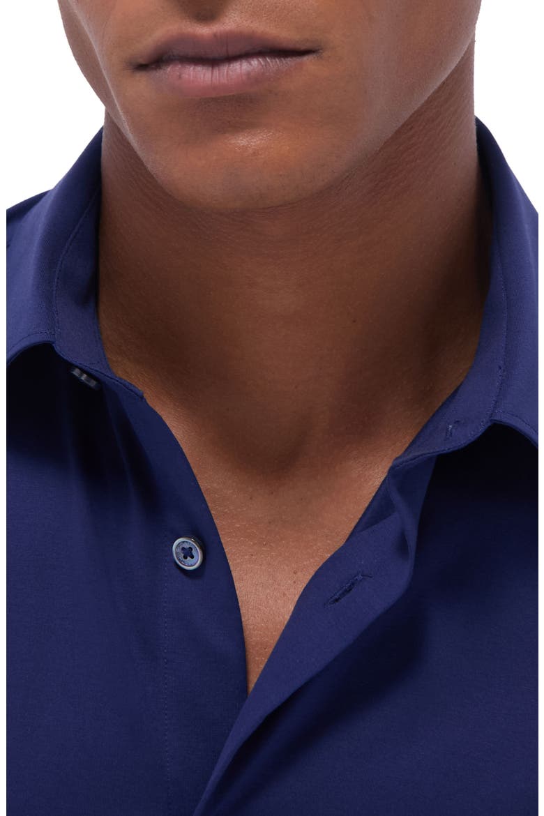 Miles OoohCotton® Solid Short Sleeve Button-Up Shirt, Alternate, color, NAVY