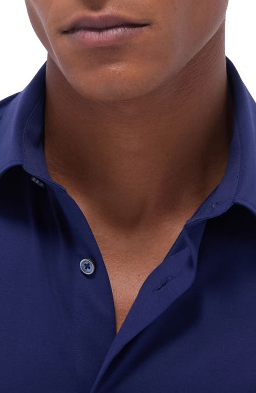 Bugatchi Miles Ooohcotton® Solid Short Sleeve Button-up Shirt In Navy