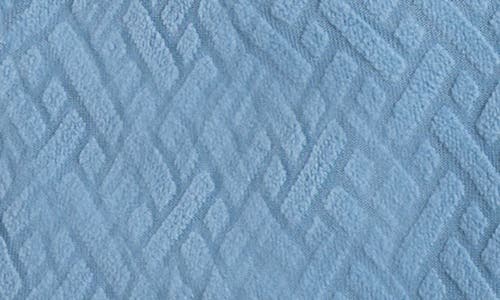 Spring + Mercer Jacquard Terry Button-up Polo In Deep Aqua