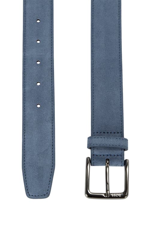 Hugo Boss Boss Ronnie Suede Belt In Open Blue