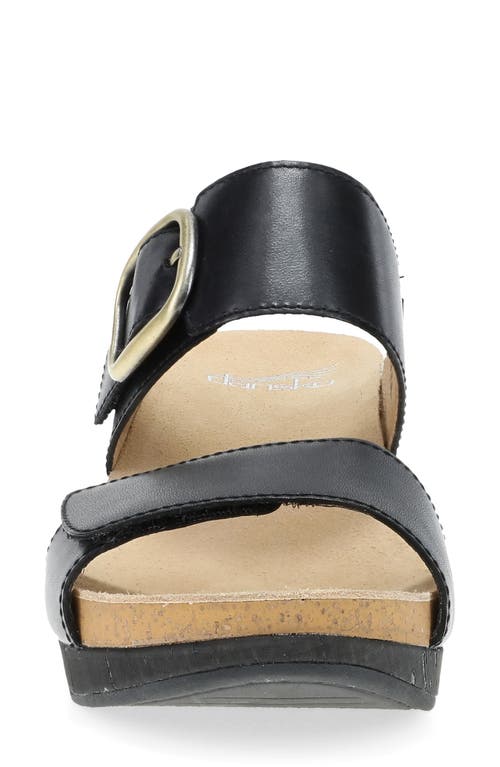 Dansko Shannon Platform Wedge Slide Sandal In Black Burnished Nappa