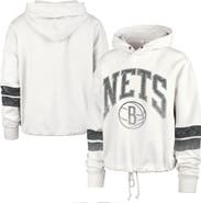 '47 Women's '47 Cream Brooklyn Nets Emerson Stripe Cropped Pullover Hoodie
