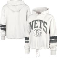 '47 Women's '47 Cream Brooklyn Nets Emerson Stripe Cropped Pullover Hoodie