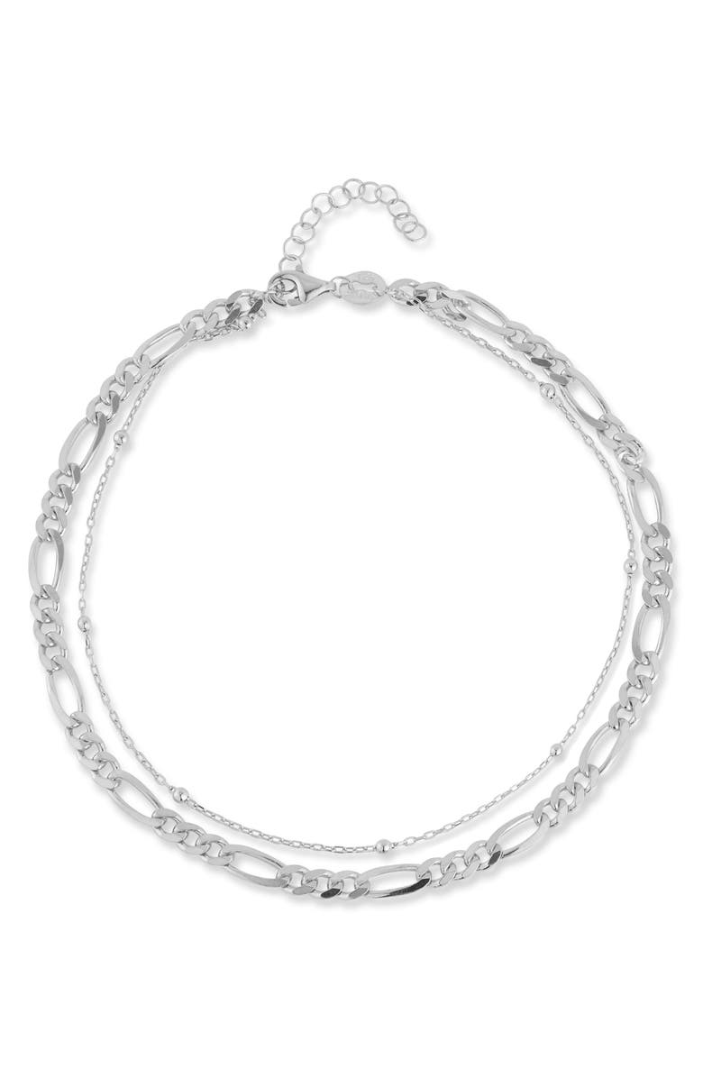 CHLOE AND MADISON Layered Chain Anklet, Main, color, Silver