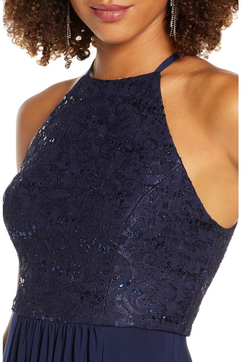 Sequin Lace Gown, Alternate, color, NAVY
