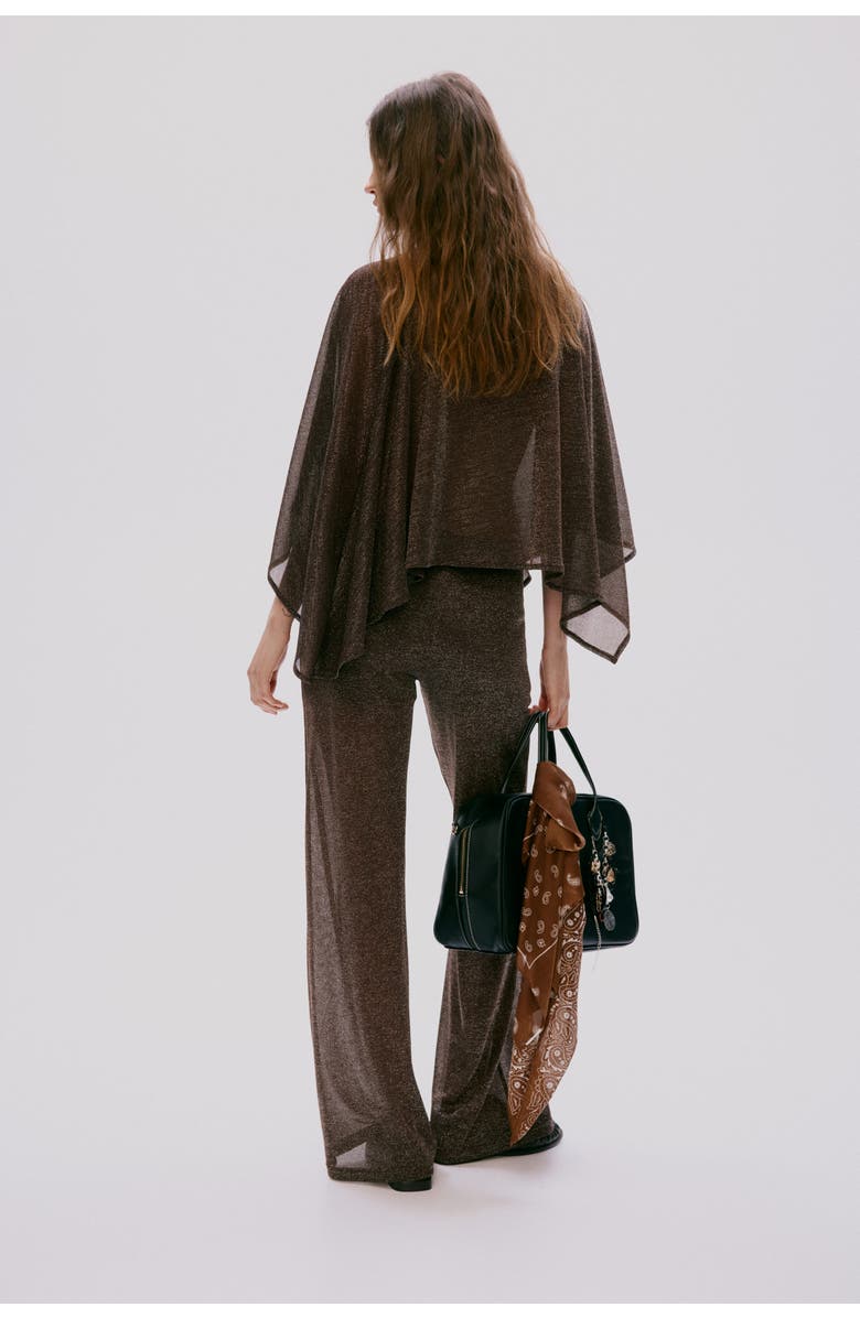 H&M Glittery Trousers, Alternate, color, Dark Brown