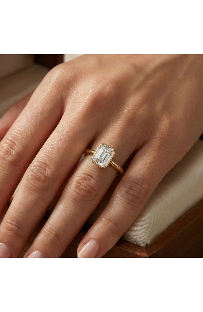 Bliss Diamond 3Ct Emerald Cut Bezel Solitaire Diamond Engagement Ring 14k Gold or Pt Lab Grown, Alternate, color, 14K White Gold