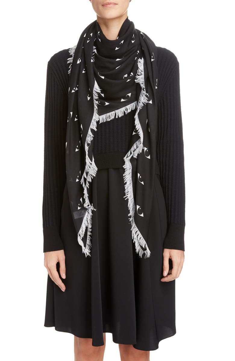 KENZO Multi Eyes Square Modal & Silk Scarf, Alternate, color,