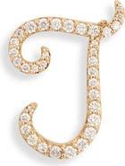 LANA 14K Gold Diamond Cursive Initial Stud Earring - 0.418ct.