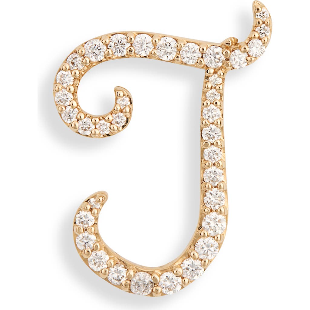 Lana 14k Gold Diamond Cursive Initial Stud Earring In Gold