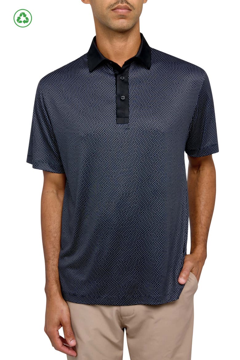 Dot Print Performance Golf Polo, Main, color, BLACK/WHITE