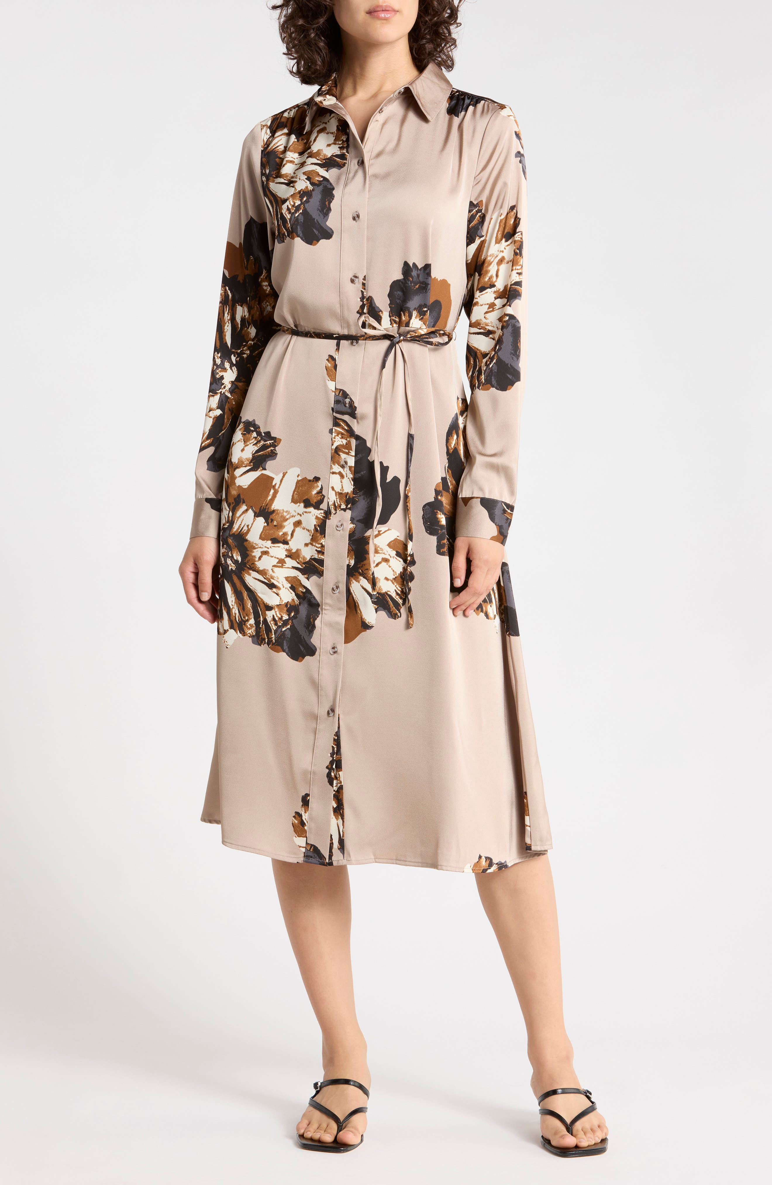 Printed Long Sleeve Shirtdress