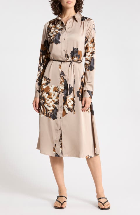 Printed Long Sleeve Shirtdress