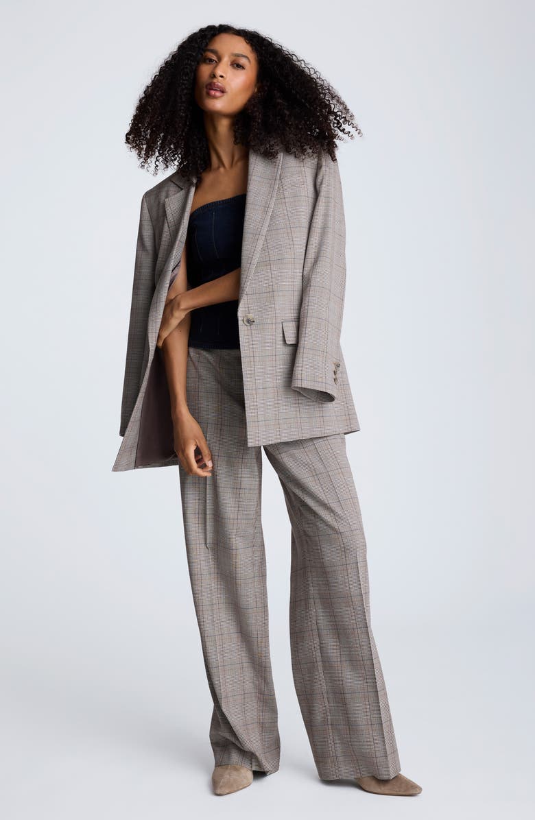 Kenneth Cole Belted Plaid One-Button Blazer, Alternate, color, Pewter Green Multi