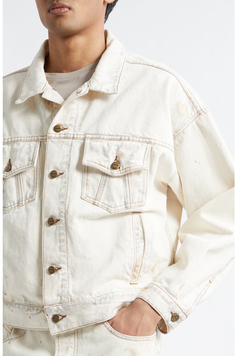 Dirtied Cotton Trucker Jacket, Alternate, color, WOODLAND WHITE