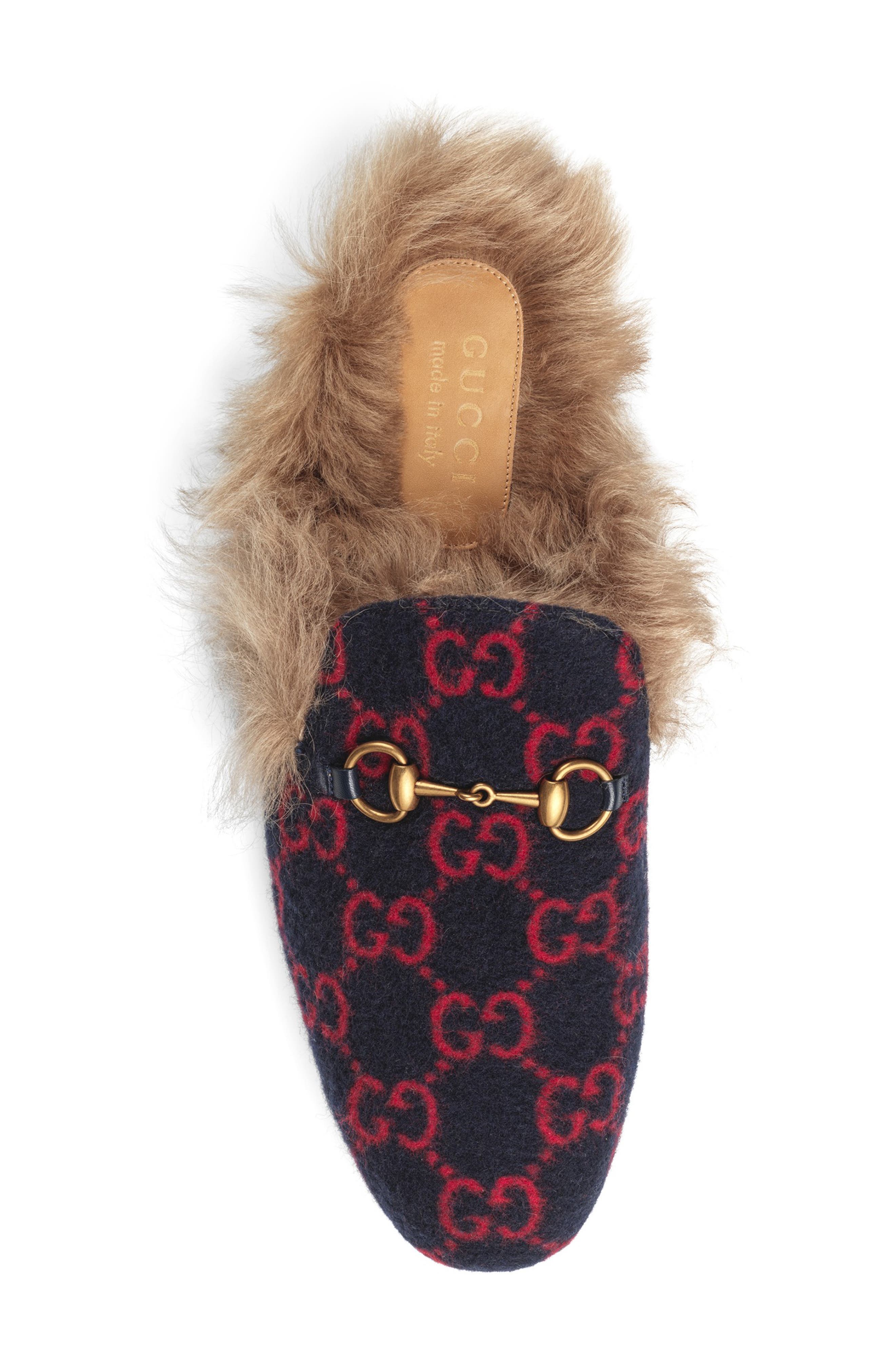 Gucci Princetown Genuine Shearling Lined Mule Loafer, Alternate, color, 
