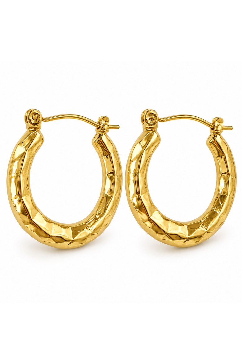 18K Yellow Gold-Plated Faceted Hoop Earrings, Alternate, color, Gold