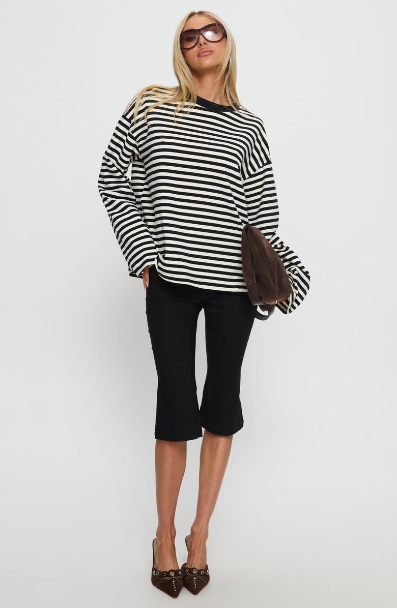 Princess Polly Settle Down Stripe Oversize T-Shirt, Alternate, color, White