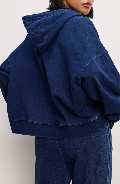 Good American Jeanius Boxy French Terry Zip Hoodie In Indigo377